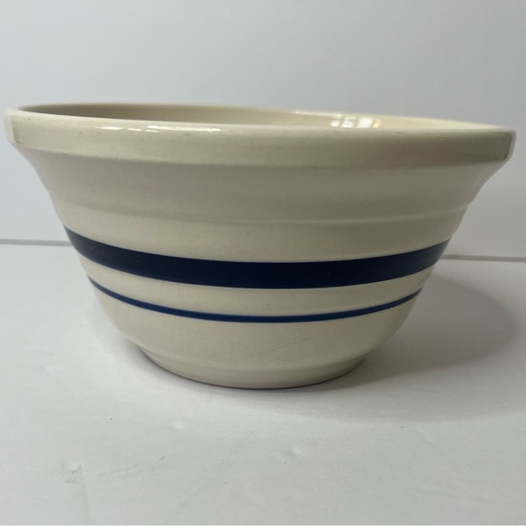 Vintage Roseville Serving Mixing Bowl Stripe Farmhouse USA Pottery Stoneware - Picture 1 of 9